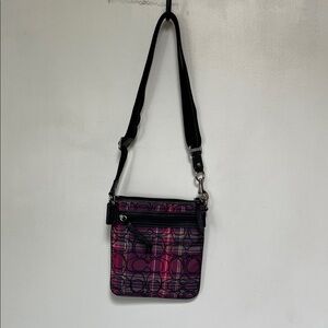 Coach Pink/Purple Tartan Crossbody Bag